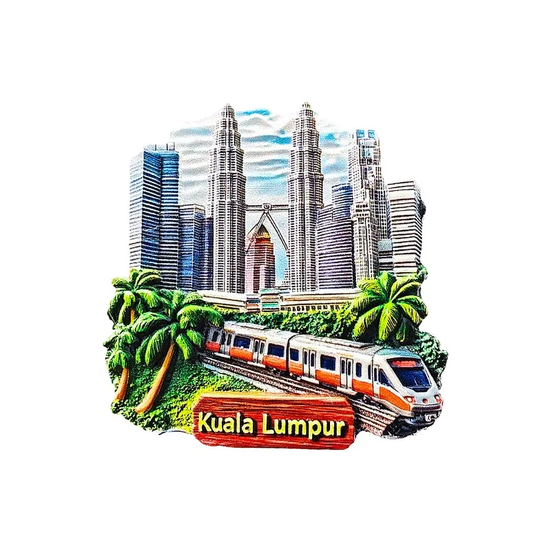 مغناطيس ثلاجة كوالالمبور - ثلاثي الأبعاد لتذكار ماليزيا بأبراج مزدوجة وديكور طعام الشوارع هدية آسيوية فريدة من نوعها #5