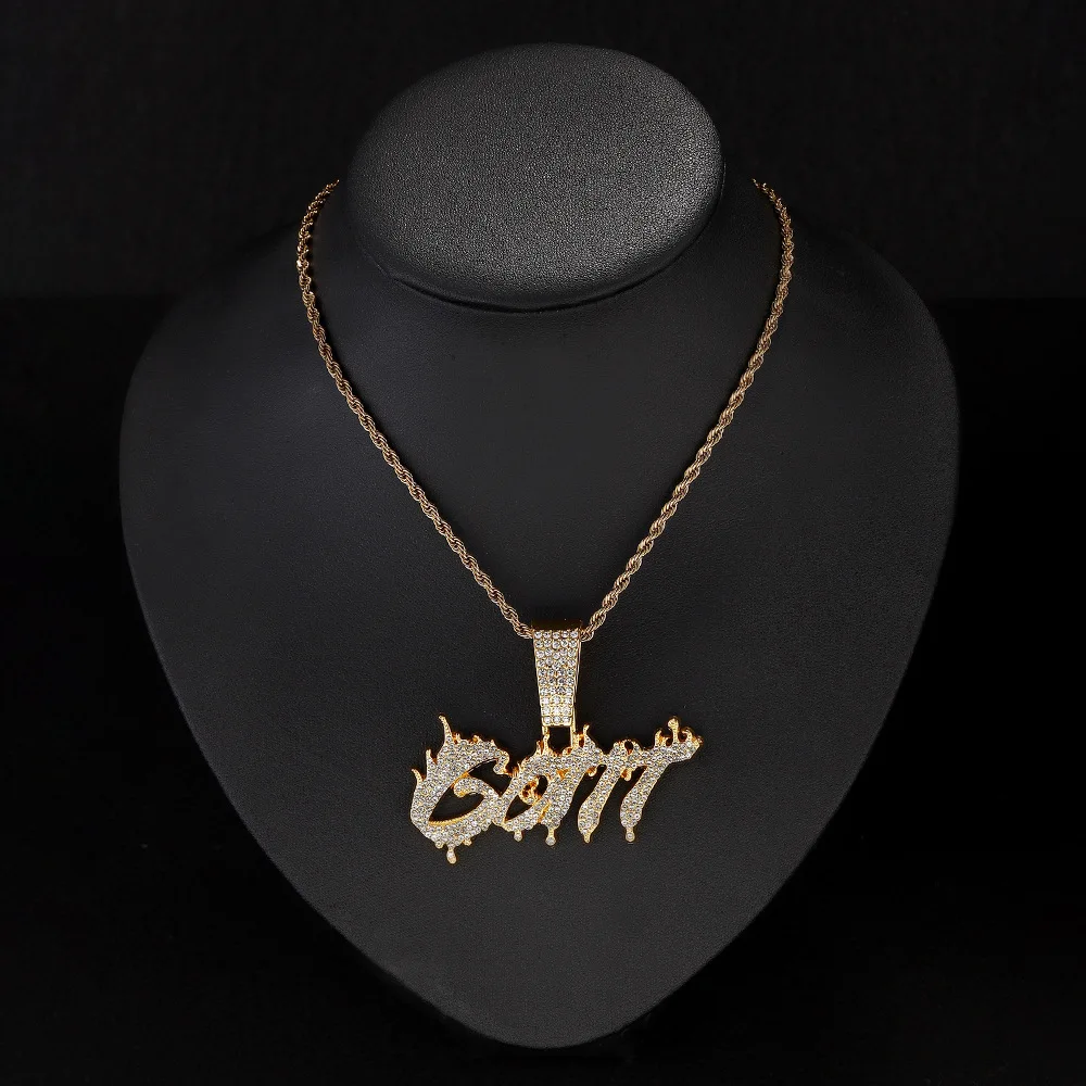 European and American personalized new three-dimensional full diamond flame letter GOTIT pendant cross-border hip-hop street rap