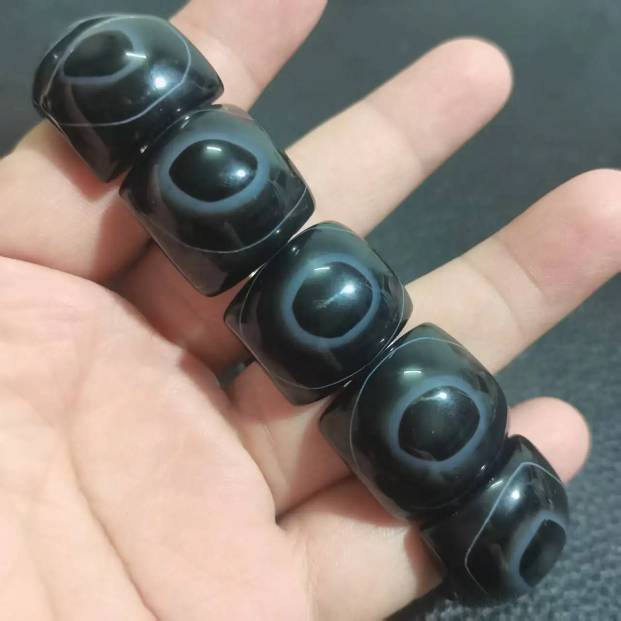 

NEW 1pcs/lot Natural Agate Black Bracelet Elastic Natural Tianyan Buddha Bracelet for Women and Man Fine Jewelry