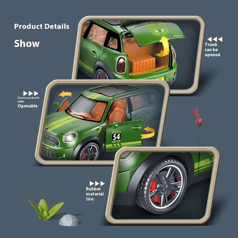 

Автомобиль Pess and Go для детей, 1 шт. детский металлический литой игрушечный автомобиль, мини-автомобили, модель искусственной инерционной музыки, игрушки с подсветкой