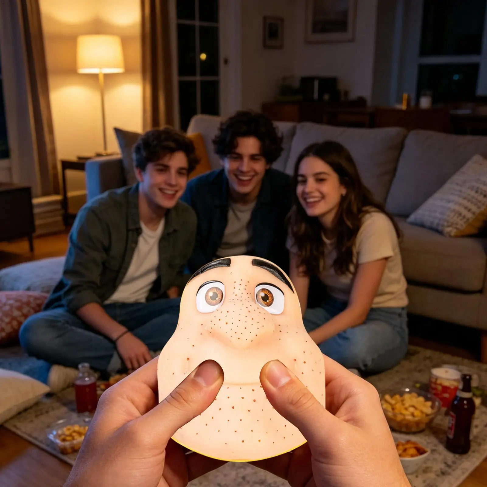 Pimple popping toy, realistic big-head cartoon pimple and blackhead squeezing silicone simulator reusable silicone facial cleans
