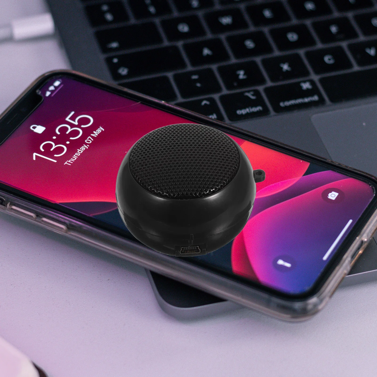 USB充電式ミニスピーカー3.5mm Aux入力ポータブルプラグインオーディオデバイス、ラップトップ、電話、タブレット、デスクトップ用外部サウンド