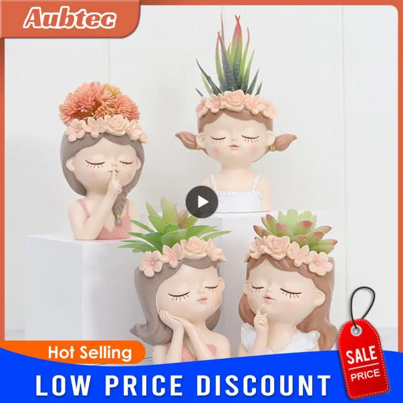 20cm/ 7.8inch Fairy Planter for Succulents Air Plants Resin Cute Girl Flower Pot Decorative Figurines Garden Home Tabletop Decor