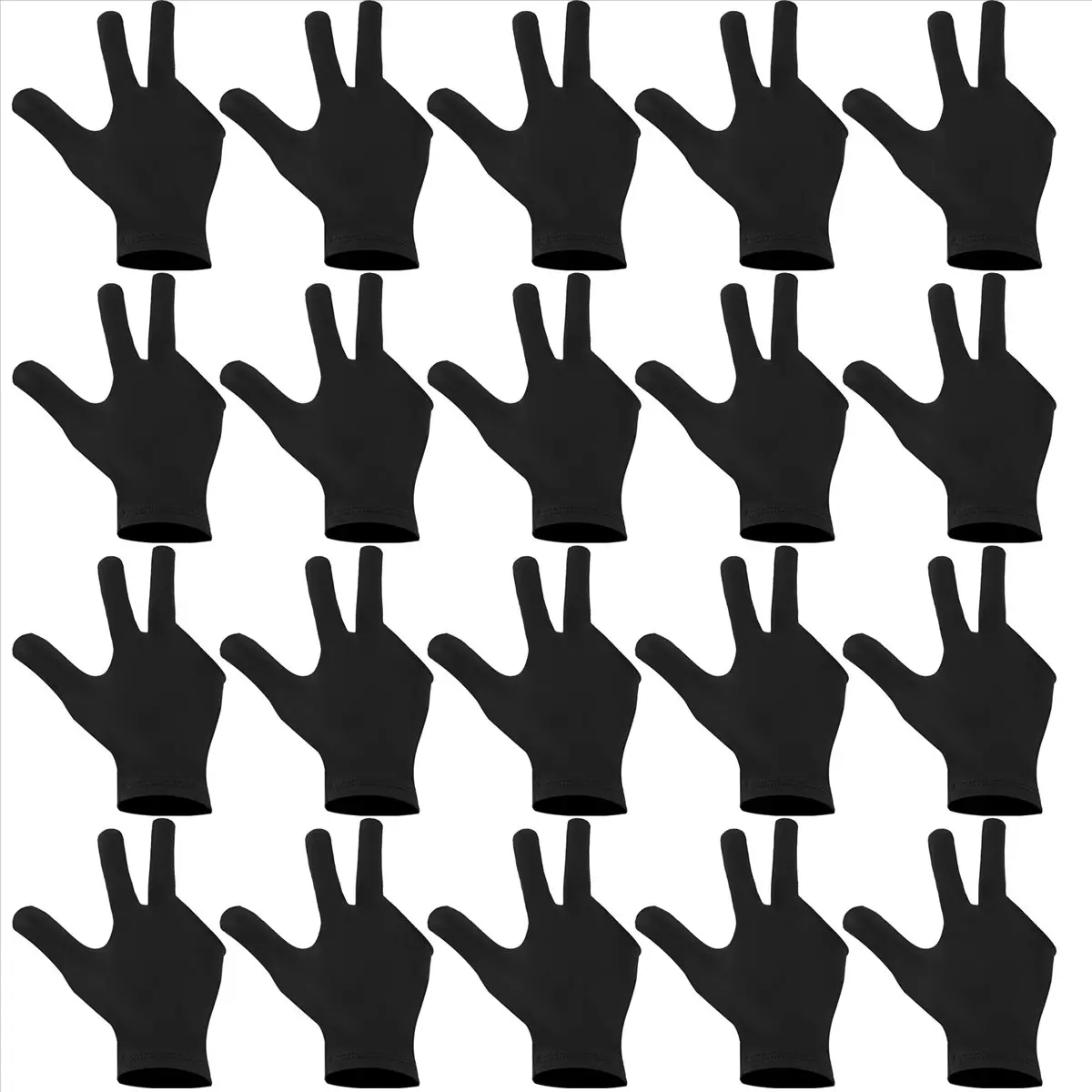 SDFC 20Pcs Breathable Billiard Gloves Snooker Left Right Hand Gloves 3 Fingers Cue Gloves for Women Men Billiard Accessories