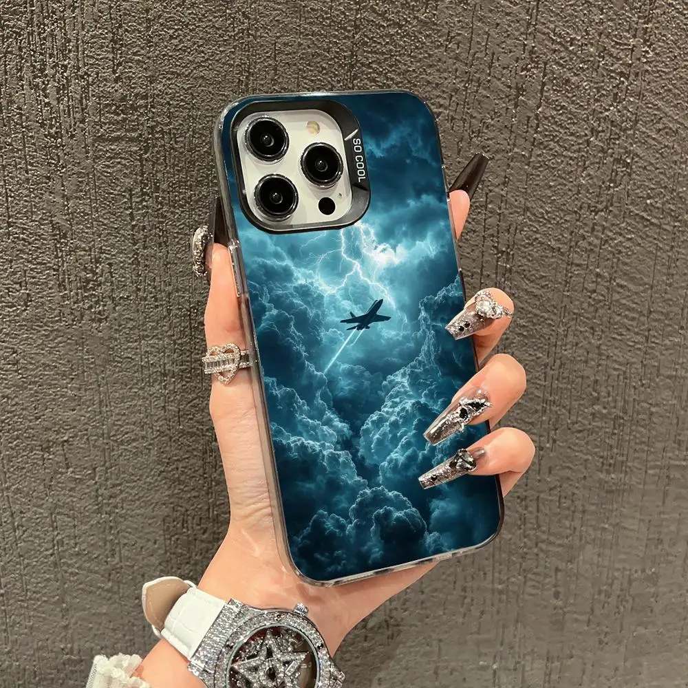 Чехол с рисунком самолета для iPhone 17 16, 15, 14, 13, 12, 11 Pro/Max/Plus, противоударная задняя крышка с защитой от отпечатков пальцев