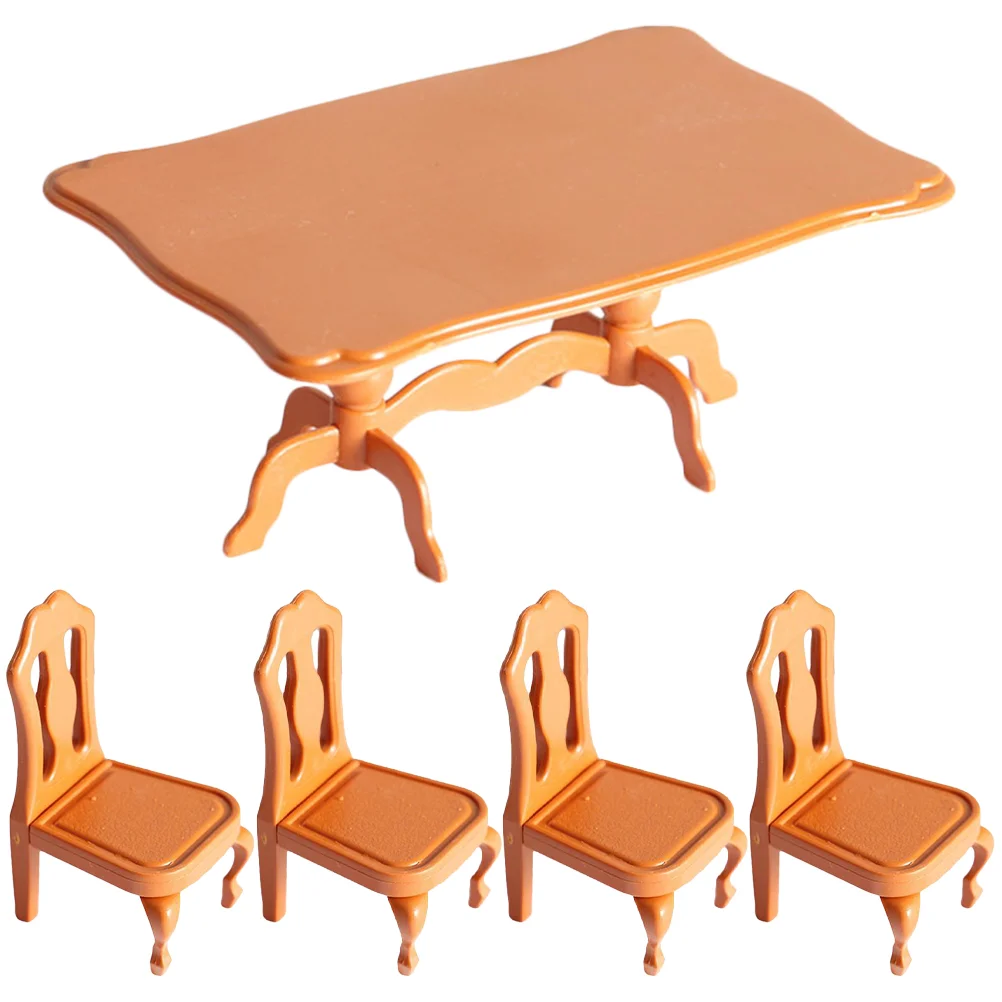 5 Pcs Dining Table Chairs Set 1 12 Scale House Furniture Miniature Furniture Models Plastic Accessories Educational Toy