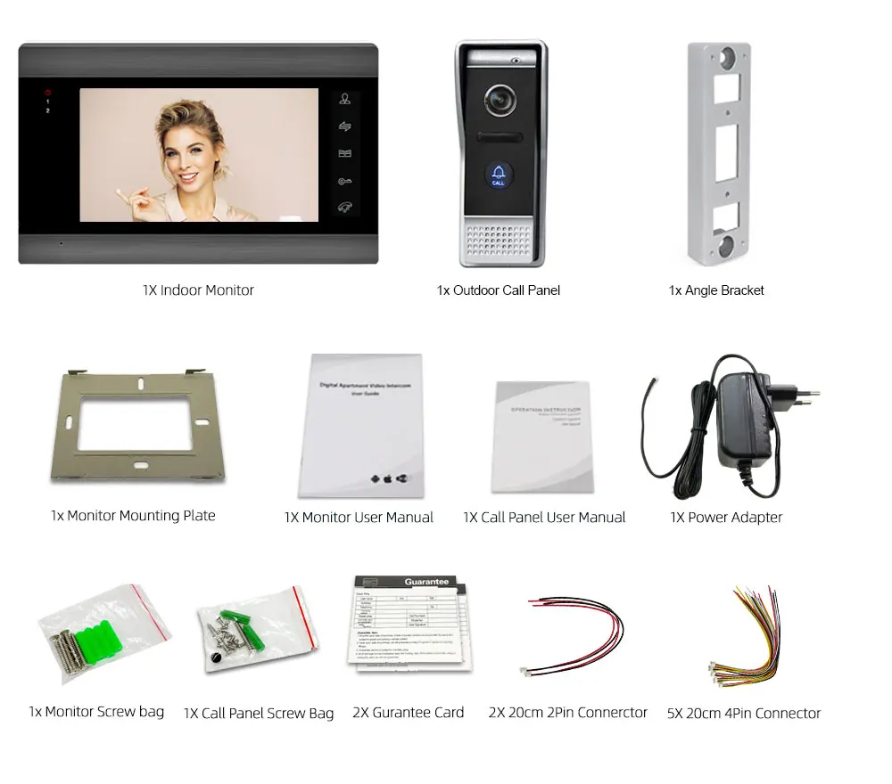 New Tuya Smart Home Video Intercom System 7 Inches Wireless WiFi Video Door Phone with 1080P/AHD 110° Wired Doorbell Camera