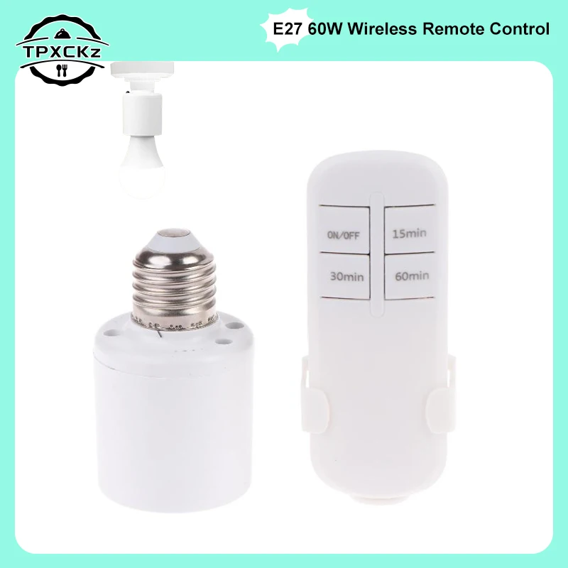 E27 60W Wireless Remote Control Smart Timer Switch Lamp Holder 110V 220V House Multi Light Baby Room Bedroom Home Intelligent