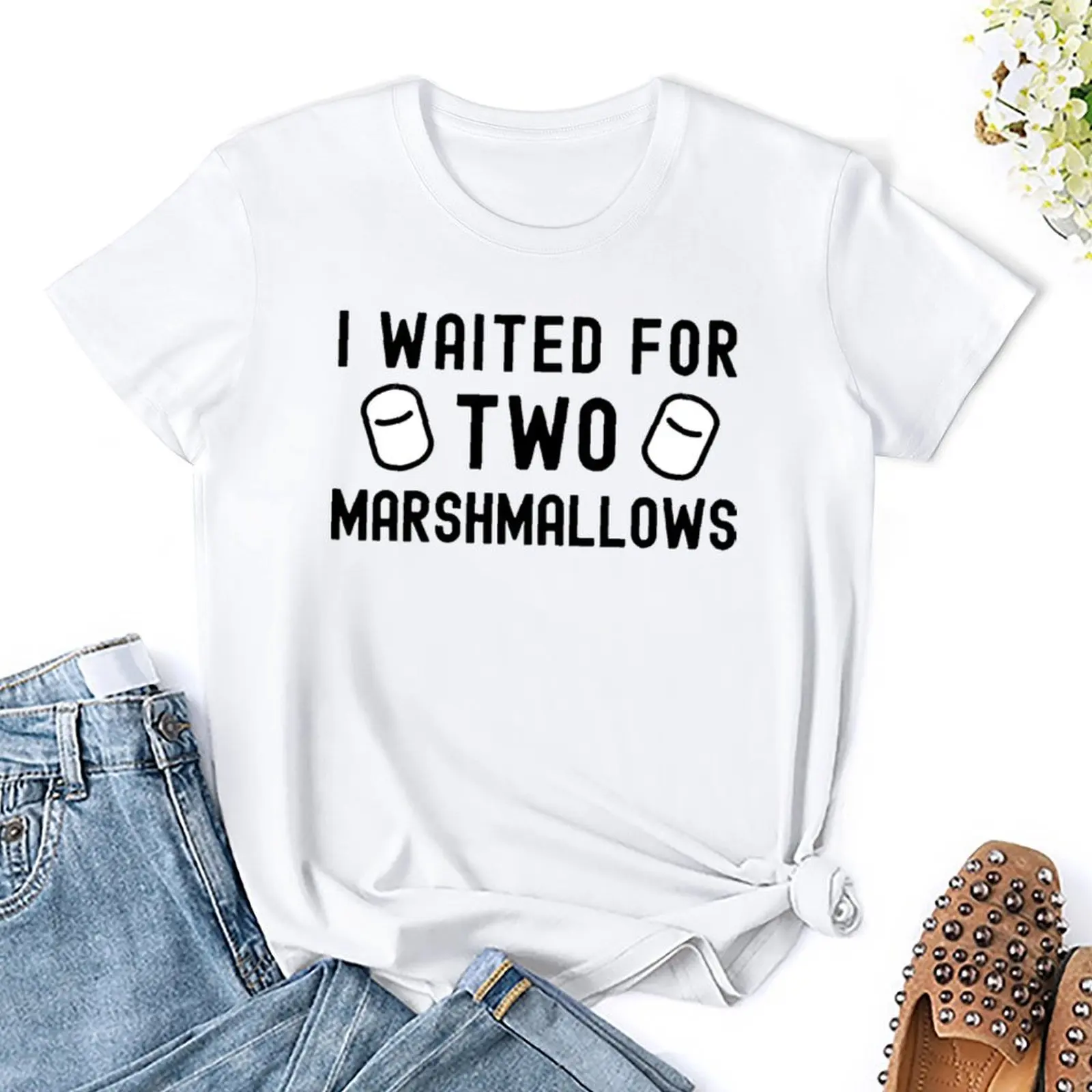 Marshmallows Happy Camper Marshmallows 3 Tshirt Cute T-shirt Fresh Motion  Geeky Aactivity Competition