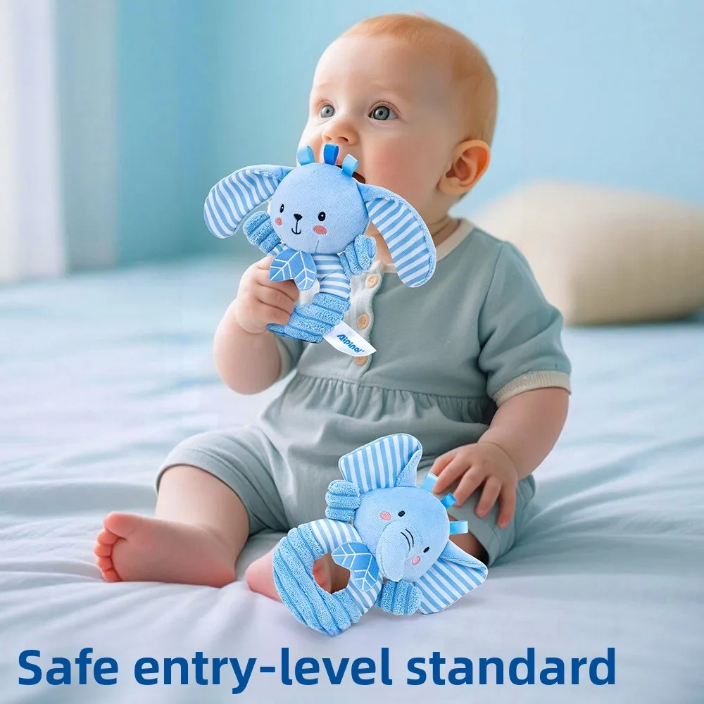 2 Buah Mainan Kerincingan Bayi Lembut Warna Biru Segar, Boneka Mewah Lucu yang Menenangkan, Mainan Cincin Pegangan Nyaman Cocok untuk Bayi Usia 0-1 Tahun