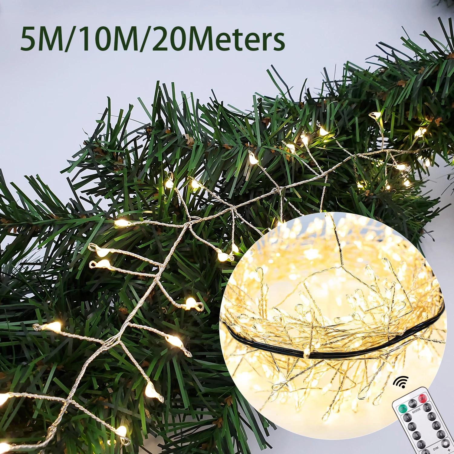 

20M 600 LED Cluster Christmas String Lights Outdoor Decoration Indoor Garden Tree Plug Wedding 220V 10M Holiday Lighting Party