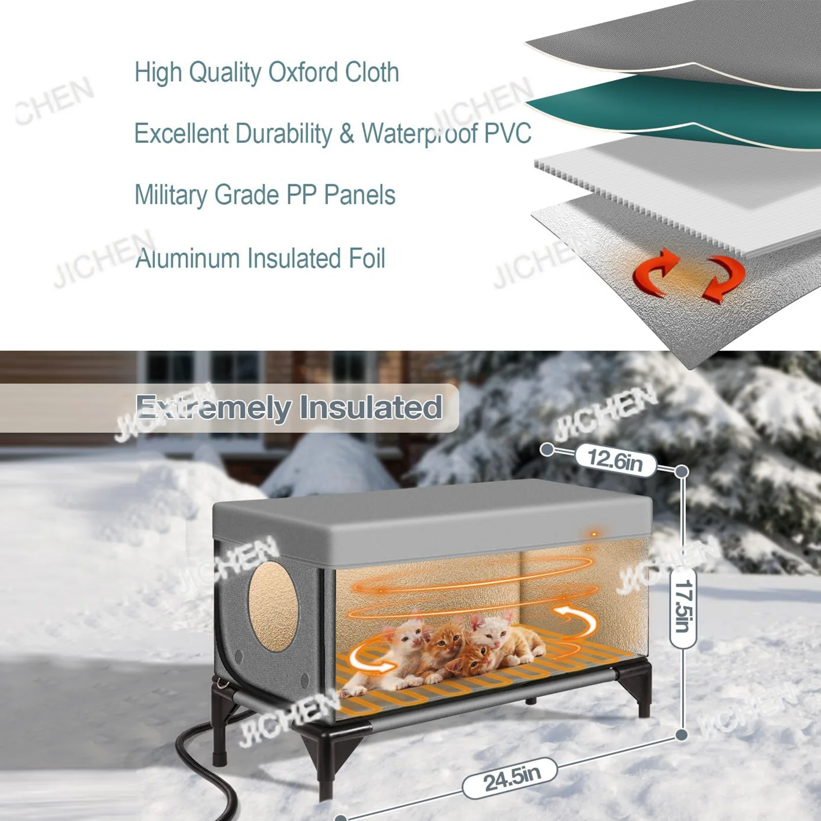 

ZQ Winter Outdoor Warm Cat Box Ветрозащитный, непромокаемый и устойчивый к царапинам, шланг с электрическим подогревом и защитой от укусов