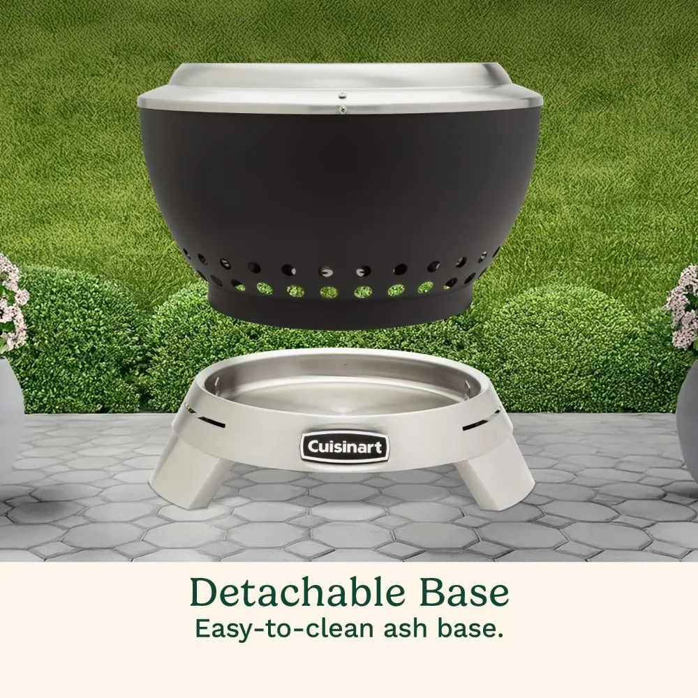 حفرة نار محمولة لحرق الخشب من الفولاذ المقاوم للصدأ مع قاعدة إزالة الرماد وتصميم بدون دخان #5