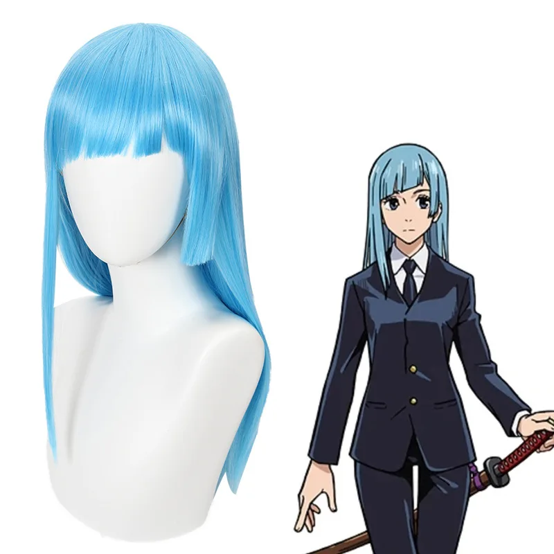 Xiu Dan's "KonoSuba" cosplay pruik, ronde Xiala, hemelsblauw, anime hoofddeksel 458J