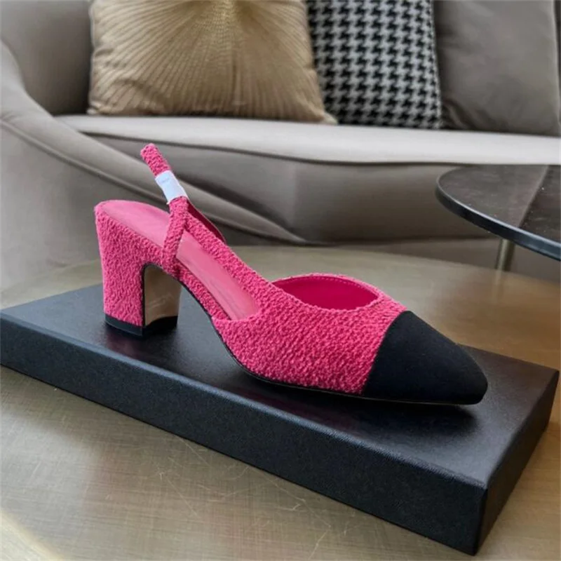 Top Quality Genuine Leather Low Heels Women Party Shoes Classic Heels Round Toe Slip on Ladies Summer Sandals