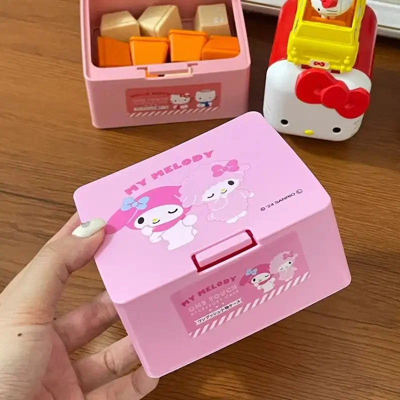 1pc Hellokitys Kuromi Plastic Storage Box with Press Open Lid - Modern Storage for Dental Floss, Cosmetic Pads, and Small Items - view 3