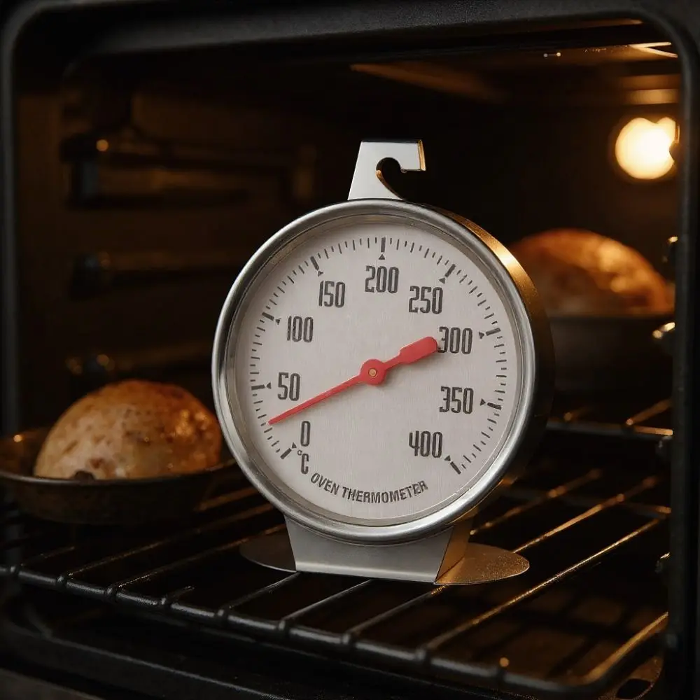 

Stainless Steel Oven Thermometer 0-400℃ Easy To Read Stand Up Dial Thermometer with Hook Professional Temperature Gauge