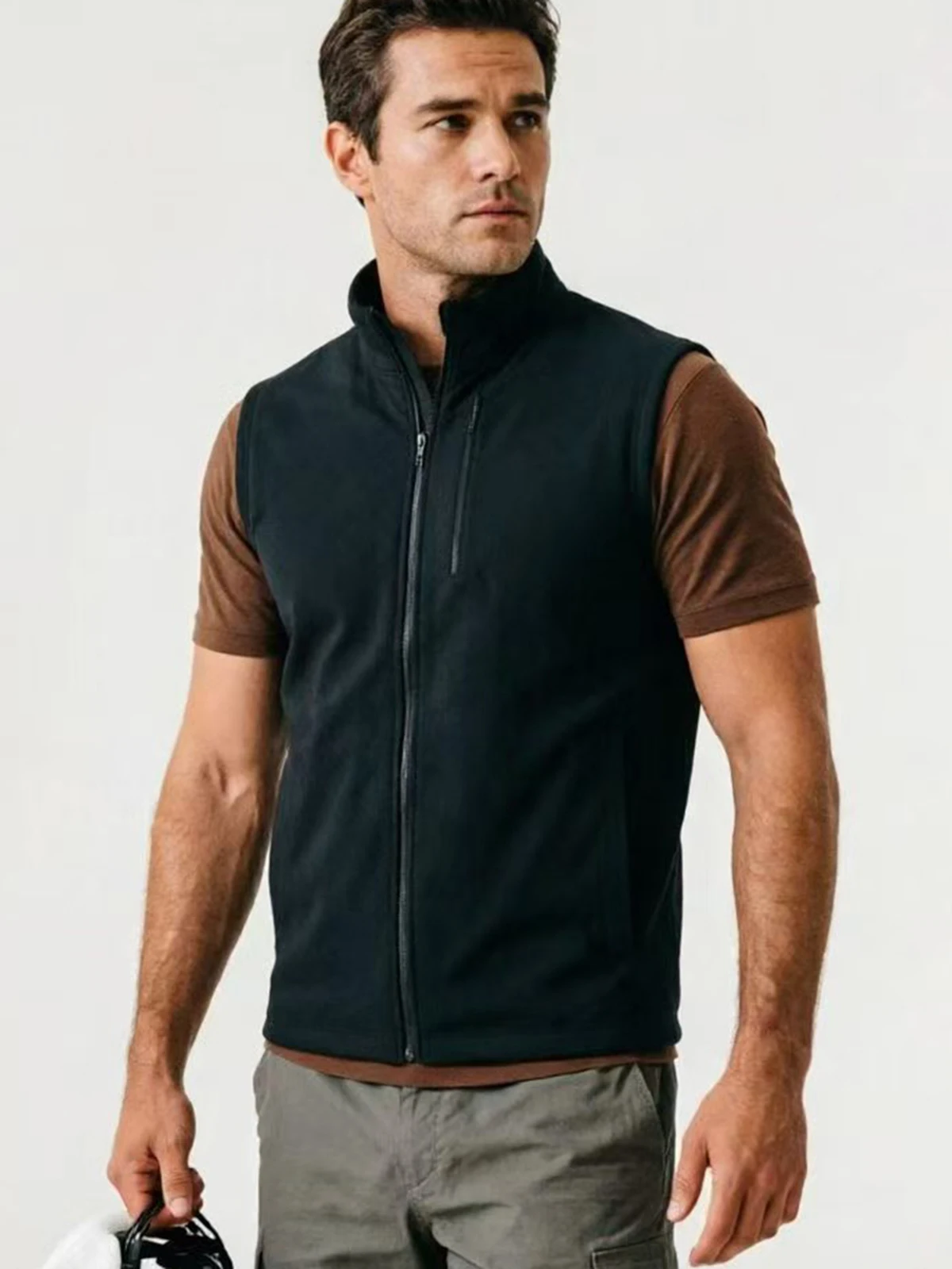 

Water-Resistant Casual Leisure Stand Collar Vest Couple Style Outdoor Sports Spring Autumn Standard Fit Male Vest