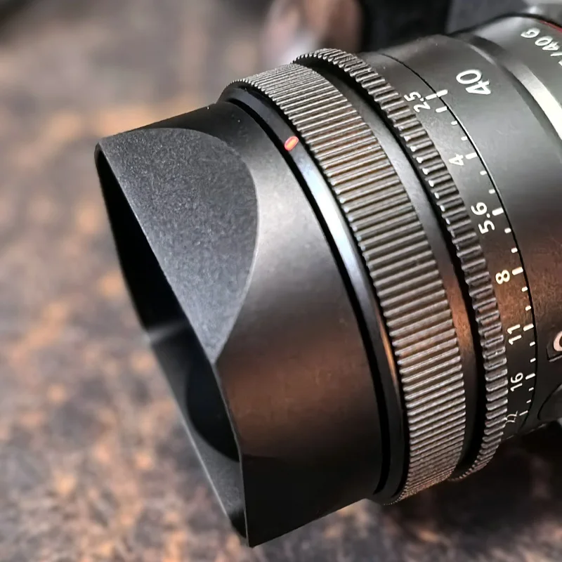 バヨネットメタルスクエアレンズフードレンズシェード、メタルキャップ付き、ソニーfe-25-40-g-40mm-f25g用