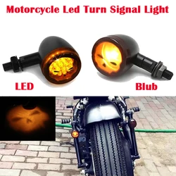 Motorcycle Led Turn Signal Light For Harley Flasher Lamp Blinker Intermitentes Frecce Moto Bullet Arrow Skull Metal Indicator
