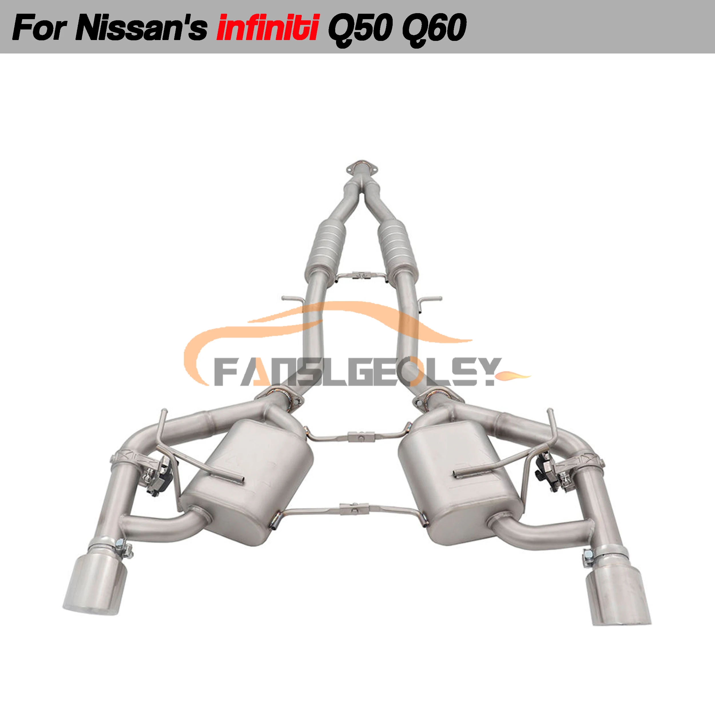 For Infiniti Q50 Q60 2.0T Stainless Steel Catback Performance Exhaust System Valve With Muffler Pipes Tuning exhaust assembly