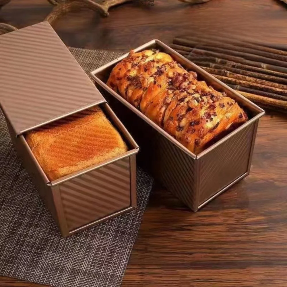 

Carbon Steel Loaf Pan Rectangle Shape with Cover Bread Baking Mould Non-Stick Surface Toast Preparation Cake Toast Box