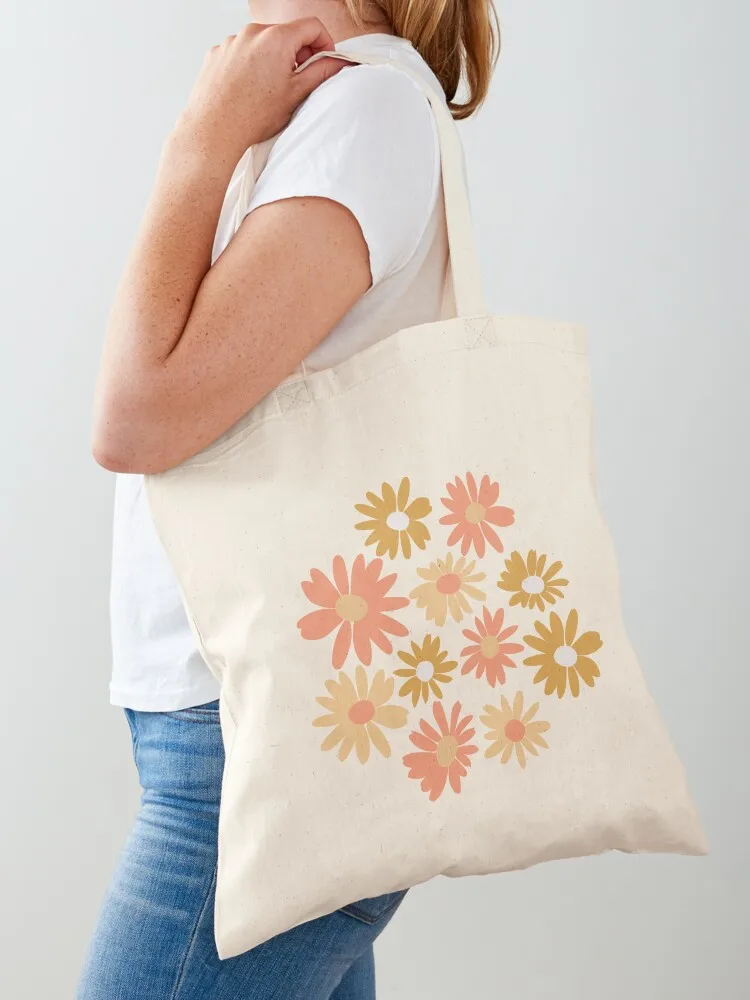 

Coral Pink Daisies Tote Bag shopping bag Women's beach bags Reusable bags custom canvas bag