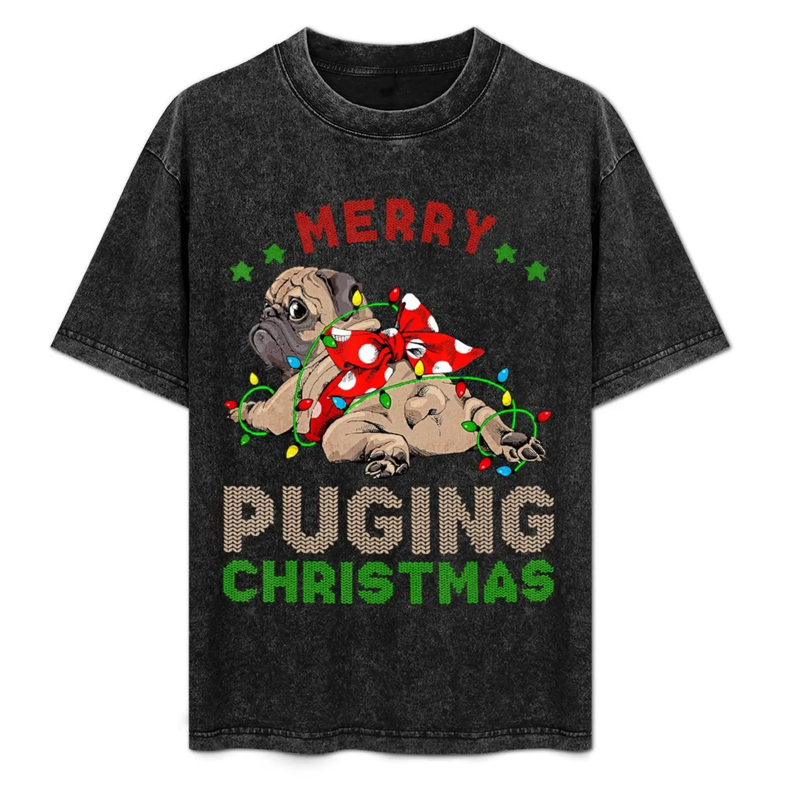 

Pug Christmas Tree Lights Xmas Gifts Boys Pugmas Santa Dog T-Shirt Luxury man blanks summer clothes tshirts for men