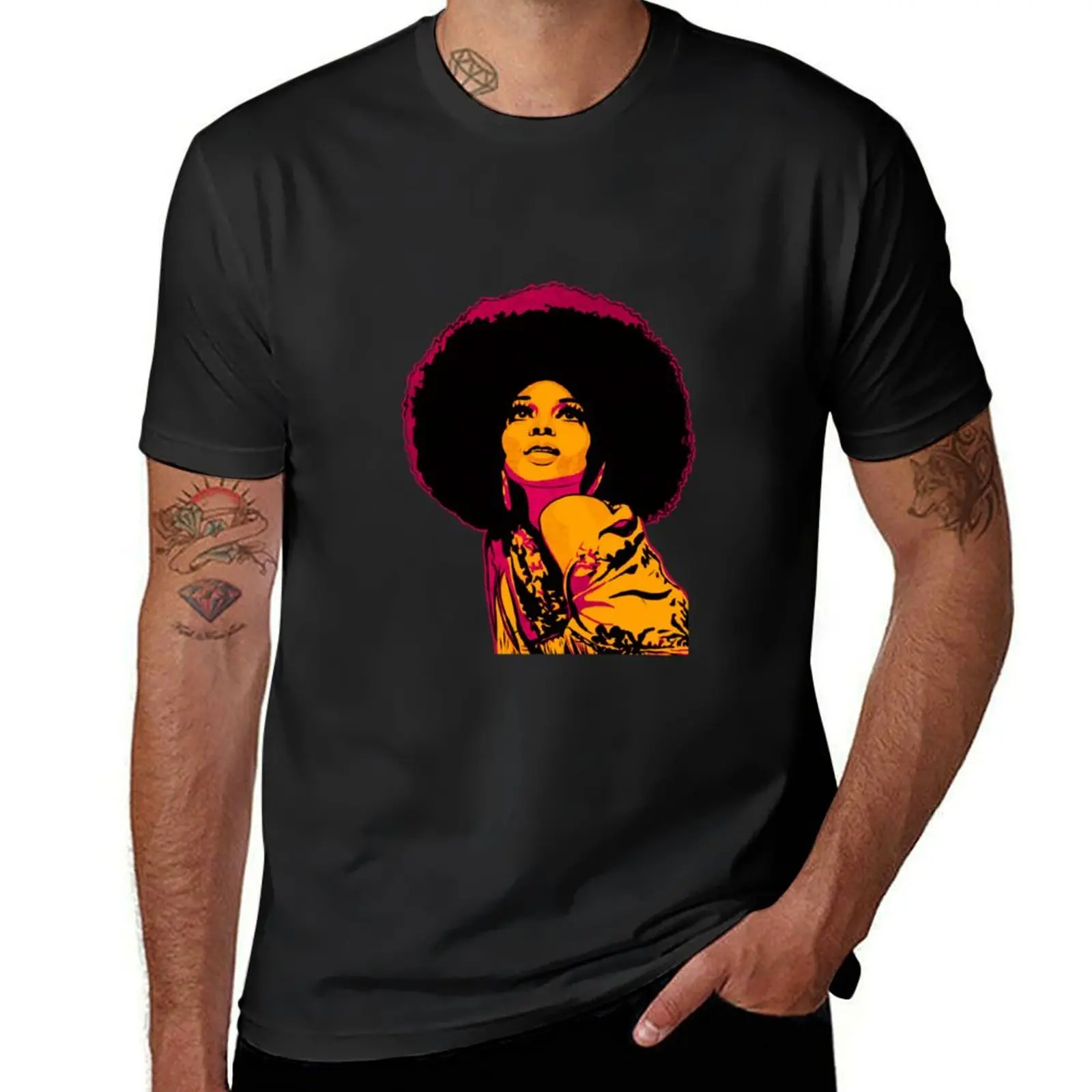 

Yellow Diana Ross T-Shirt vintage graphic tee oversized oversize t-shirts man cotton t shirt men