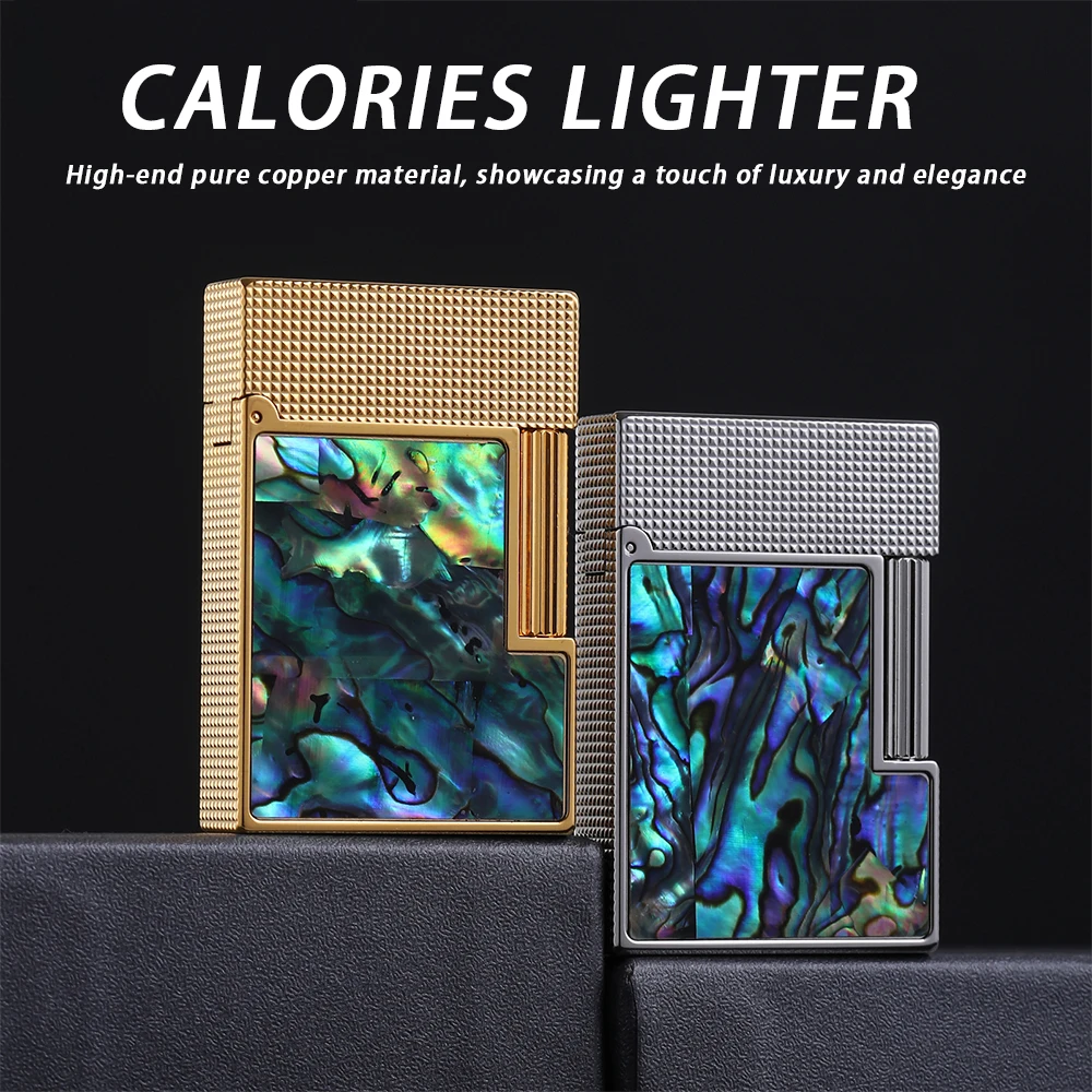 

Креативная металлическая латунная зажигалка с инкрустацией натуральным перламутром, светоотражающий дизайн, разные цвета, для пар, в комплекте изысканная подарочная коробка