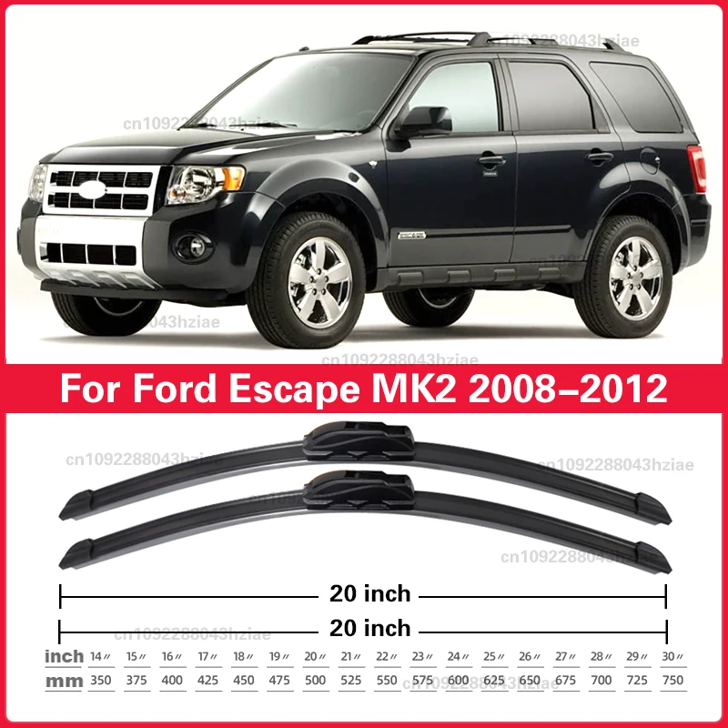 Voor Ford Escape MK2 2008-2012 Auto Ruitenwisser U-type Zacht Rubber Frameloze Bracketless Auto ruitenwissers 20 "+ 20"