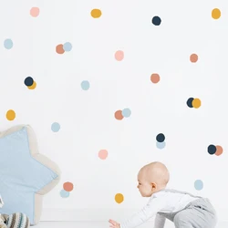 Cartoon Colorful Dots Polka Watercolor Nursery Wall Stickers Removable Vinyl Wall Decals Print Kids Bedroom Interior Home Decor