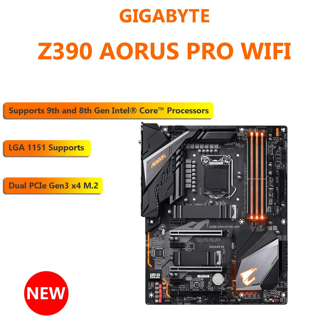 GIGABYTE Z390 AORUS PRO WIFI LGA1151 (300 Series) Intel Z390 DDR4 SATA 6Gb/s ATX Intel Desktop Computer Gaming Motherboard New