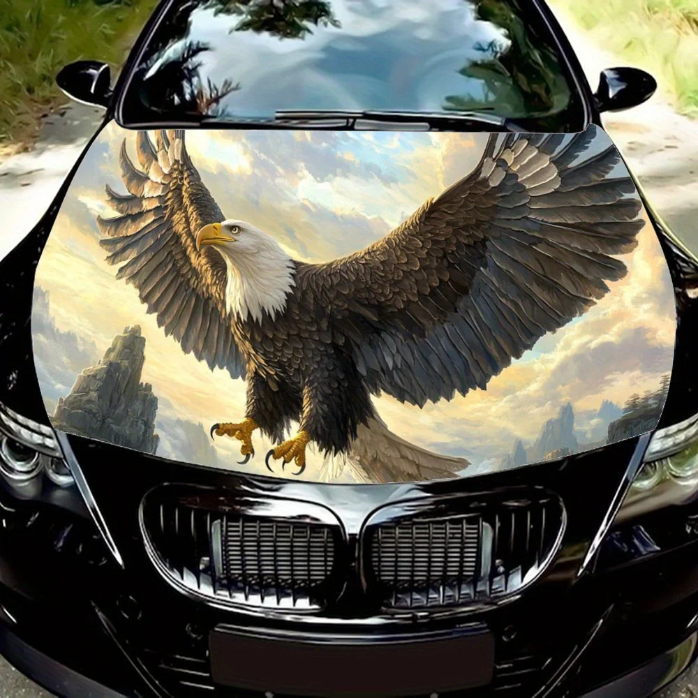 

Eagle in Clouds Print Car Hood Decal,Self-Adhesive PVC hood Sticker Decor Scratch Resistant Sticker Protect,Auto Accessories