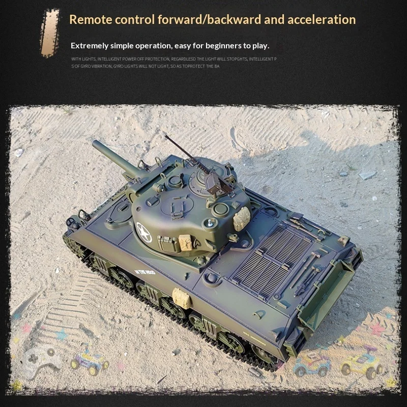 Henglong Kubingke Rc Tank M4A3 Sherman 1：16 Scale 105Mm Retractable Barrel Multi Function Combat Battle Remote Control Model