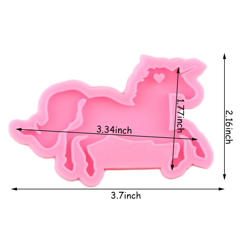 Shiny Glossy Pegasus Unicorn Silicone Mold Craft Custom Keychain Molds Fashion Jewelry Handmade Polymer Clay Mould