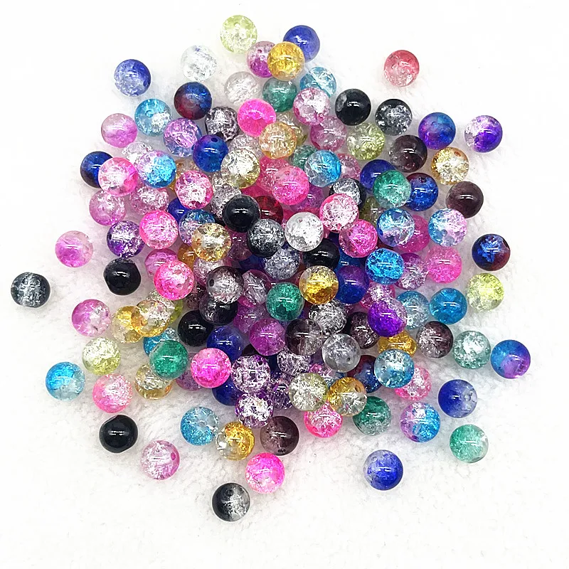 4mm 6mm 8mm Round Glass Crackle Beads Loose Spacer Beads for Jewelry Making Diy Handmade Necklace Bracelets Accessories