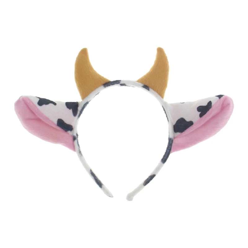 

MXMB Cow Ears Headwear Makeup Washing Headbands with Realistic Cow Horn Fashion Party Hair Hoop for Sexy Cosplay