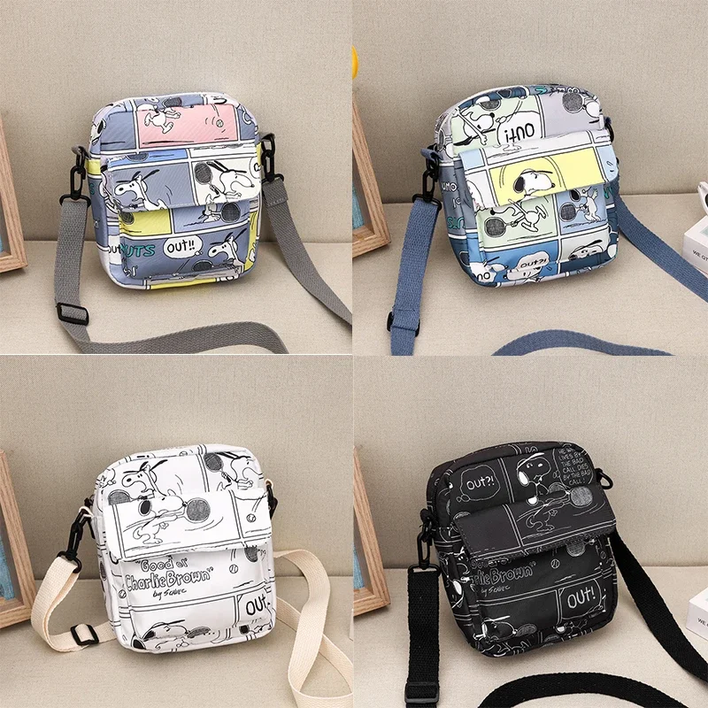 Cartoon Snoopy Canvas Square Shoulder Bag Anime Figure Casual Mini Crossbody Bag Kawaii Fashion Women Handbag for Birthday Gift