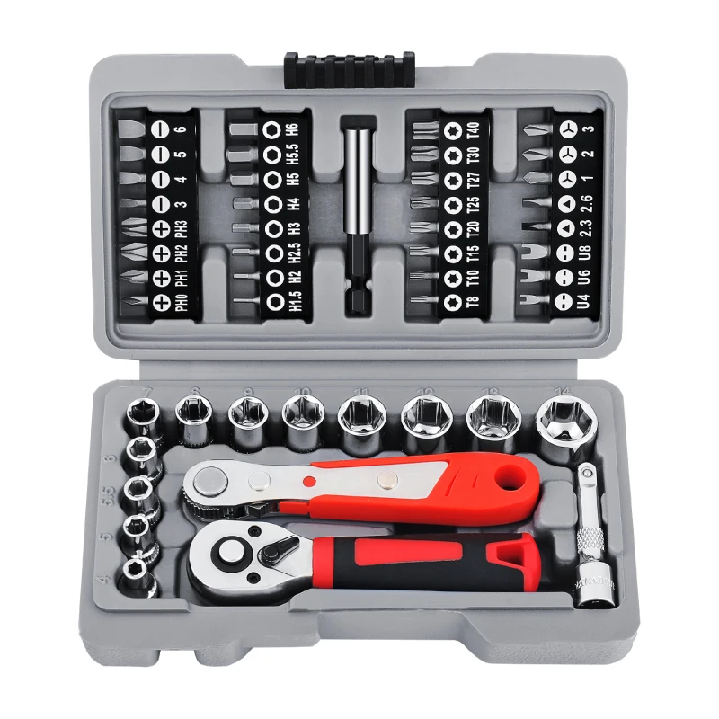 Hi-Spec 126 in 1 Ratchet Socket Set 1/4 Adjustable Socket Wrench CRV Screwdriver Bit Set Household Hand Car Repair Tool Set Kit