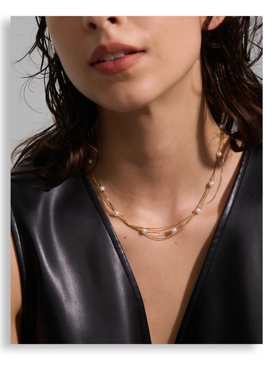 Yhpup Neue Quadratische Kette Stilvolle Edelstahl Simulierte Perlen Layered Stapeln Halskette Frauen Mode Charme Kragen Schmuck – Detail 4