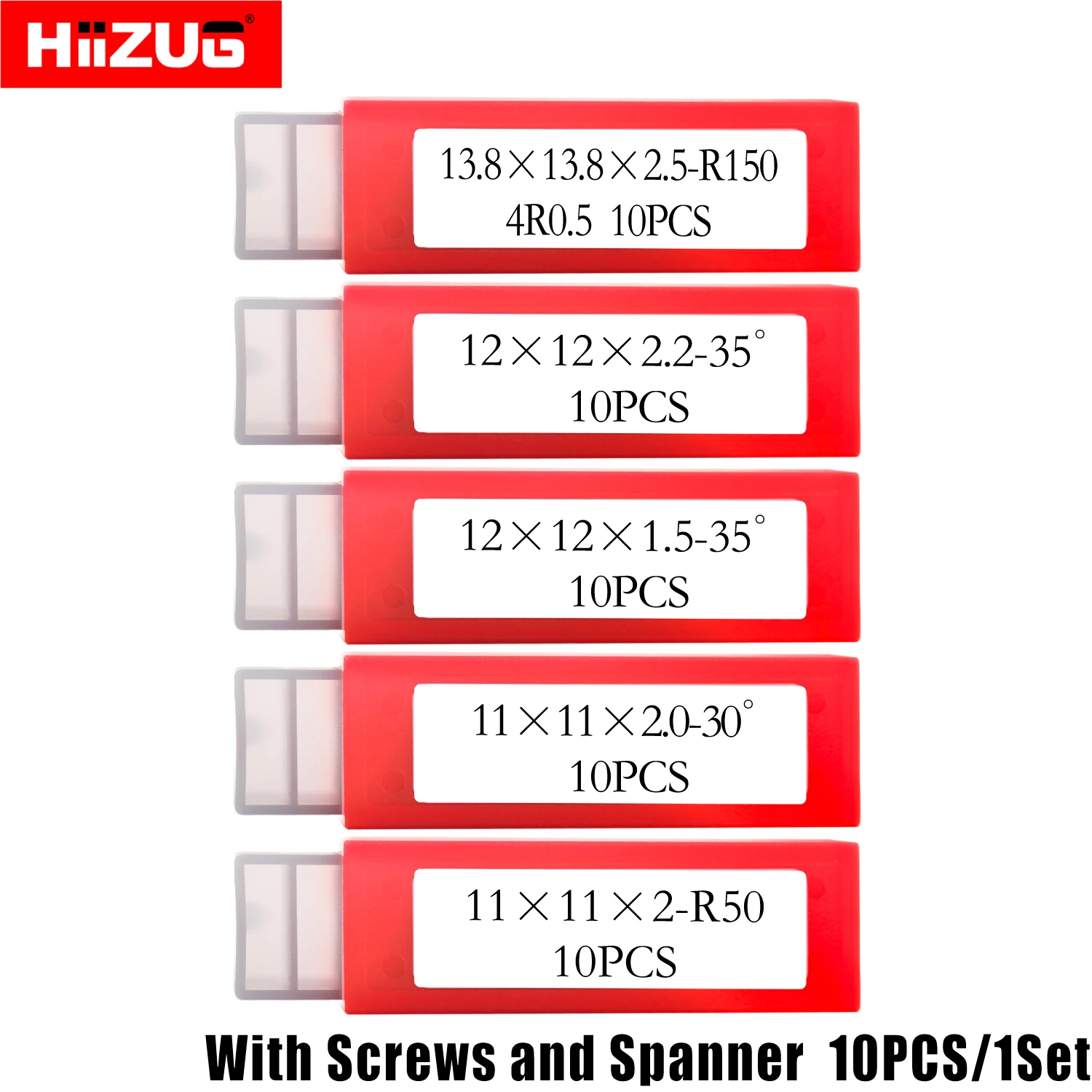 

11mm/12mm/13.8mm Square Carbide Inserts 10pcs/1 set with Screws, for Woodturning Lathe Tools Cutters Spiral Helical Cutterhead