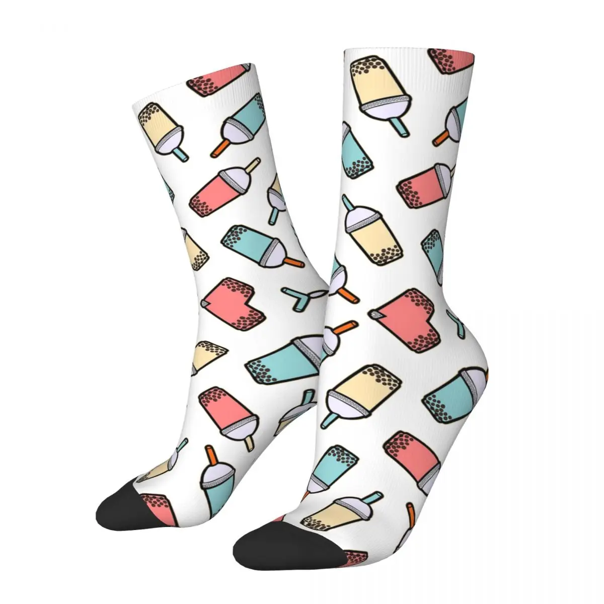 Calcetines largos con estampado de té de burbujas para hombre y mujer, medias Harajuku de alta calidad, accesorios para todas las estaciones, regalos