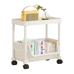 Movable Bookshelf Cart Home Office Rolling Bookcase Book Storage Rack Multi-Functional Mobile Storage Organizer Shelf