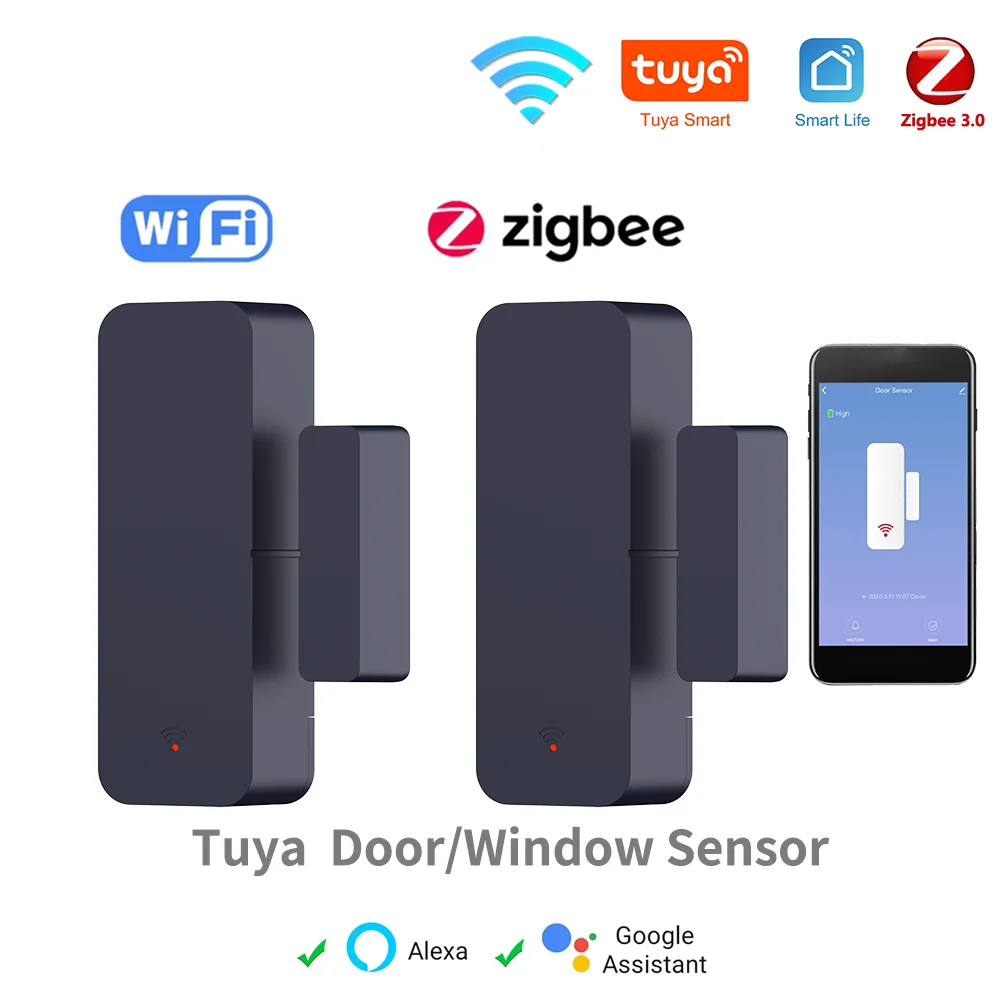 Tuya Zigbee Wifi Deursensor Raaminvoersensor Beveiliging Inbreker Magnetische sensor Alarm Smart Life Work met Alexa Google Home