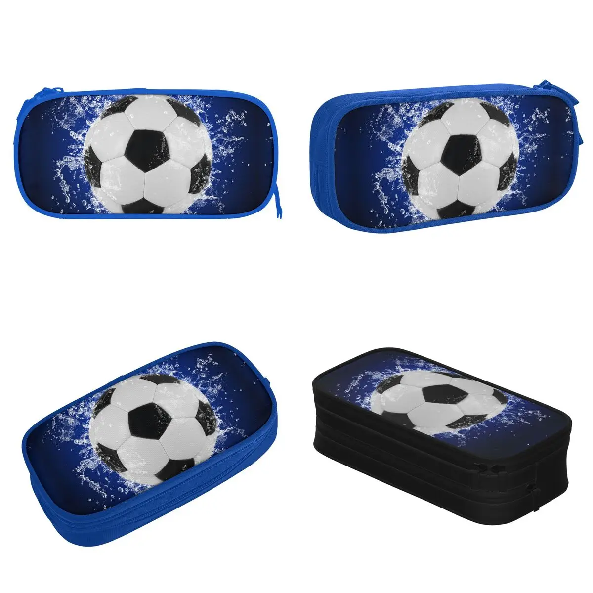 Imagem -02 - Grandes Bolsas de Lápis de Armazenamento para Estudantes Zipper Stationery para Alunos da Escola Soccer Sport Pencil Cases Football Balls Pen