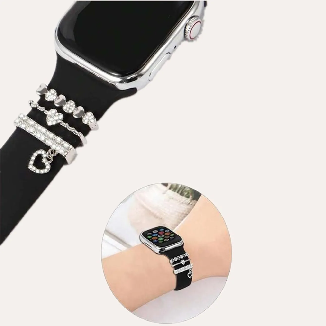 1 Set Love Crystal Alloy Watch Band Ornament Decoration Ring For Watch Accessories 38mm, 40mm, 41mm, 42mm, 44mm, 45mm, Wear It image 4