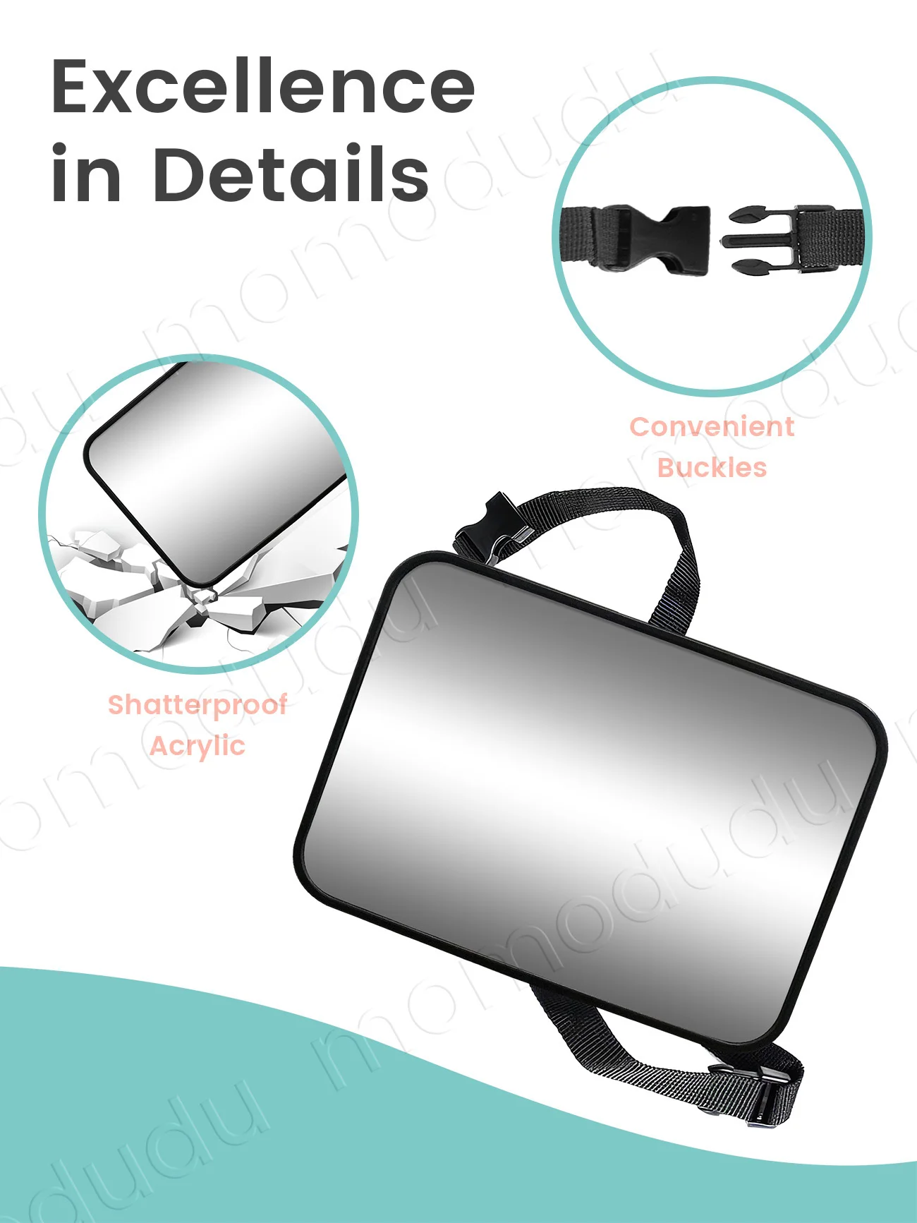 Espelhos de carro para assento de carro de bebê, espelhos inquebráveis, espelho traseiro ajustável para crianças pequenas, fácil de instalar no encosto de cabeça dos carros