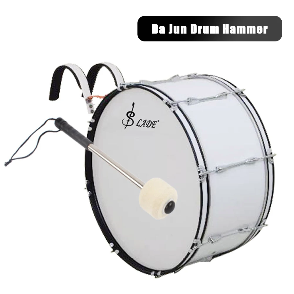 Bass Drum Mallet Professional Marching Bass Felt Head Drumsticks with Hanging Rope Timpani Metal Drum Sticks Musical Instrument