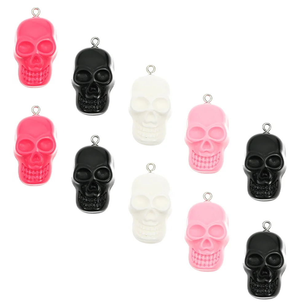 

10 шт., подвески в виде черепа из смолы, подвески, ювелирные изделия на Хэллоуин, ожерелье, серьги, браслет, аксессуары, подвески на Хэллоуин